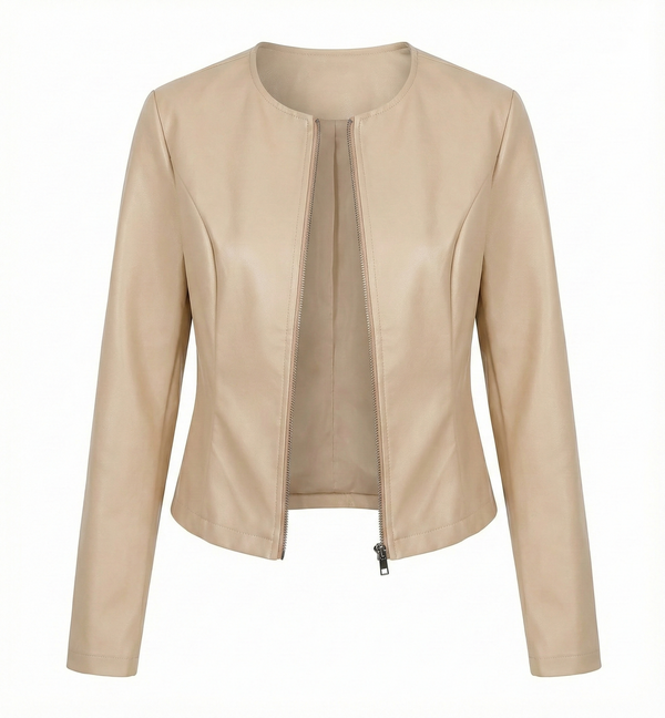 Classic Faux Leather Moto Jacket for women
