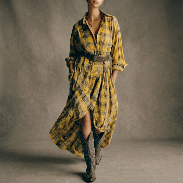 Abril | Checked Belted Shirt Dress