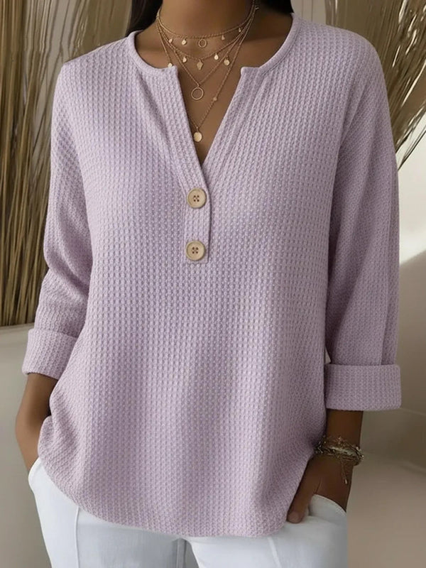 Yvonne women's textured henley button top
