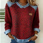 Lorraine leopard print top with denim collar