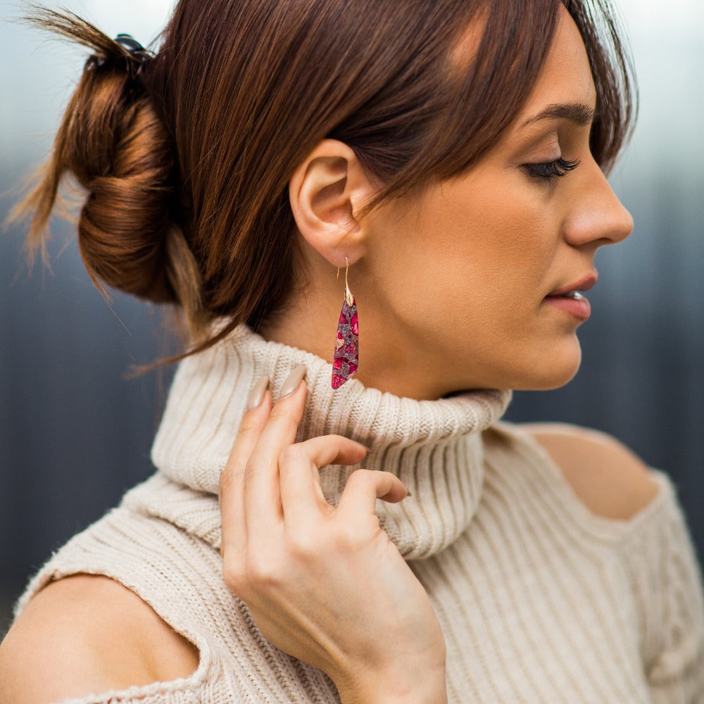 Red Regalite Drop Earrings