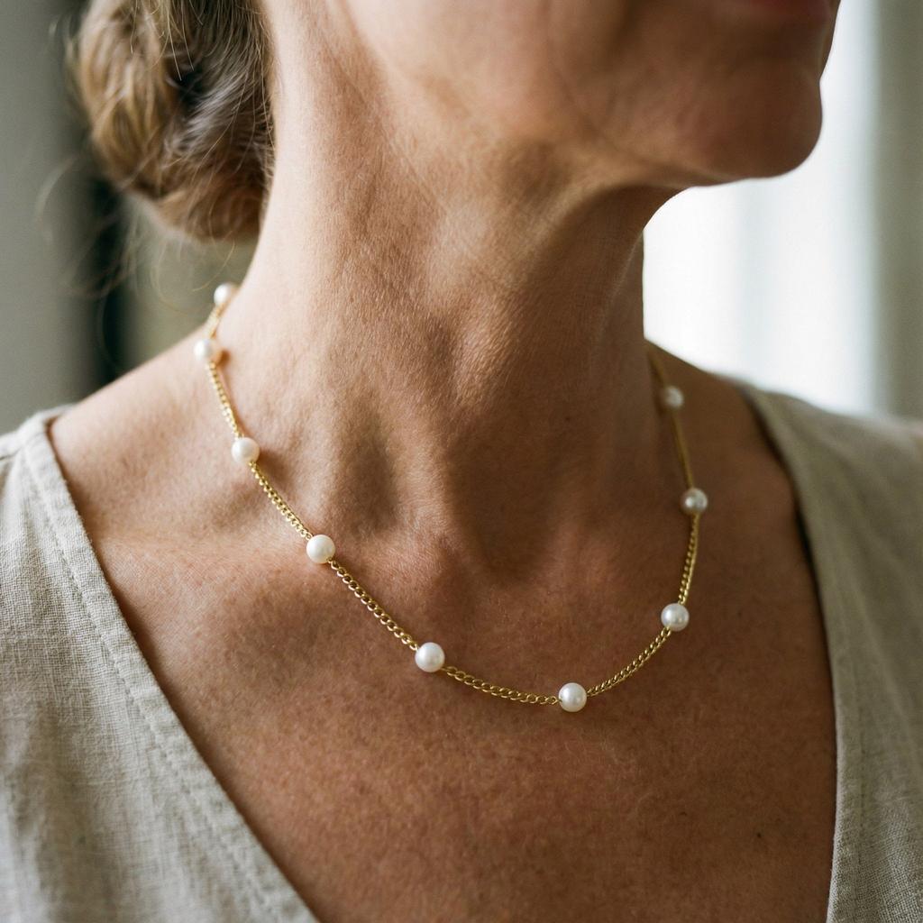 Golden Natural Pearl Necklace
