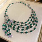 Vintage Bow & Crystal Pendant Necklace