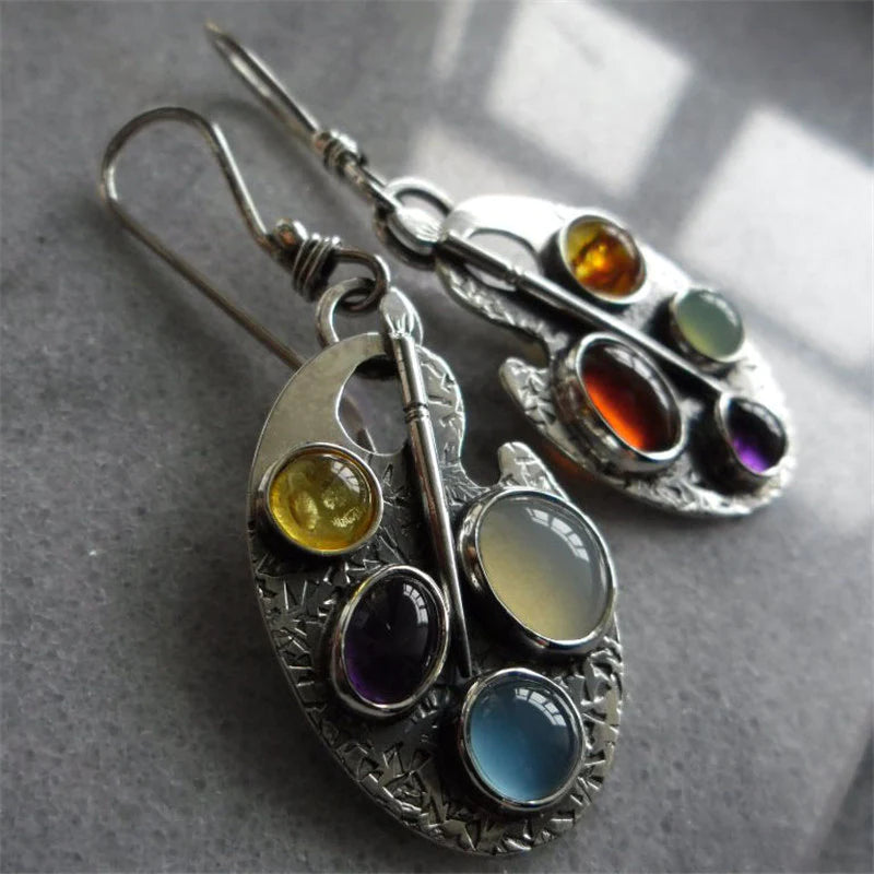 Multicolour Stone Drop Earrings