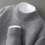 Unisex cashmere mock neck jumper in grey with ribbed trim detailing