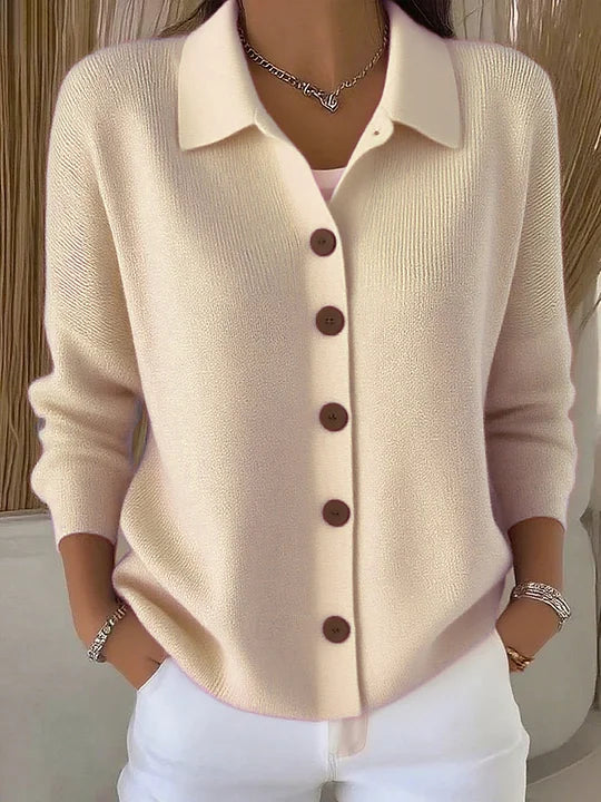 Valerie women's roll-neck button cardigan