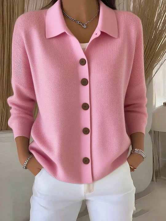 Valerie women's roll-neck button cardigan