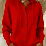 Lorraine women's drawstring hooded button cardigan