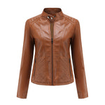 Slim Fit Vegan Leather Racer Jacket for women, view 7