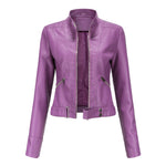 Cropped Faux Leather Moto Jacket for women