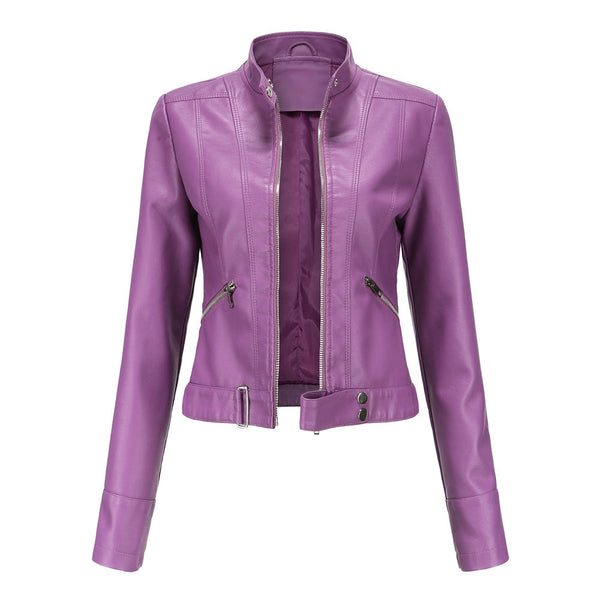 Cropped Faux Leather Moto Jacket for women