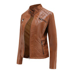 Slim Fit Faux Leather Moto Jacket for women, view 6