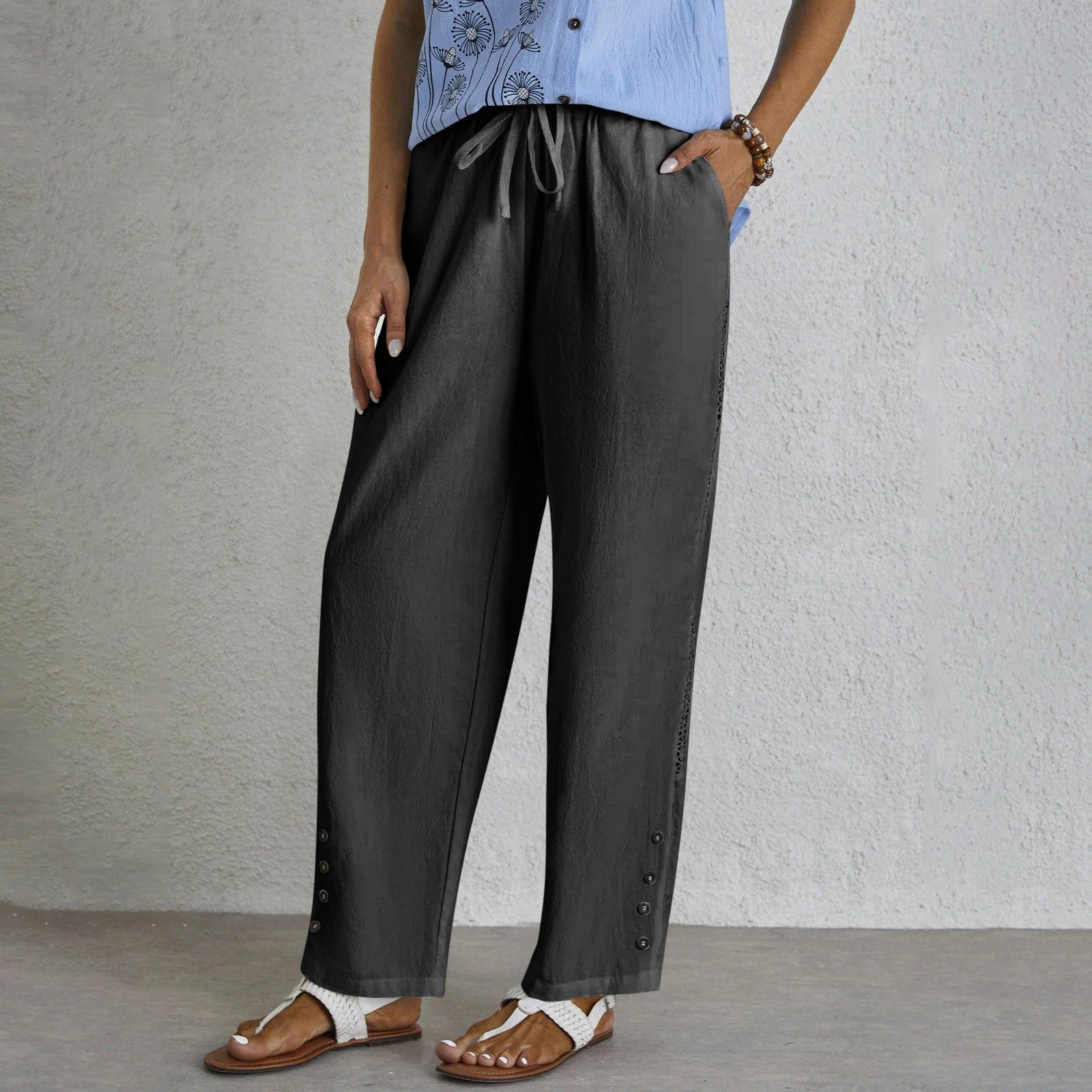 Shania - Relaxed Button Trousers