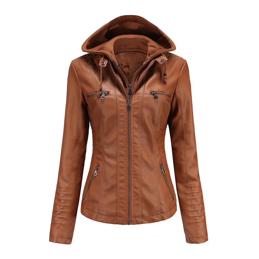 Faux Leather Jacket with Hood for women, view 7