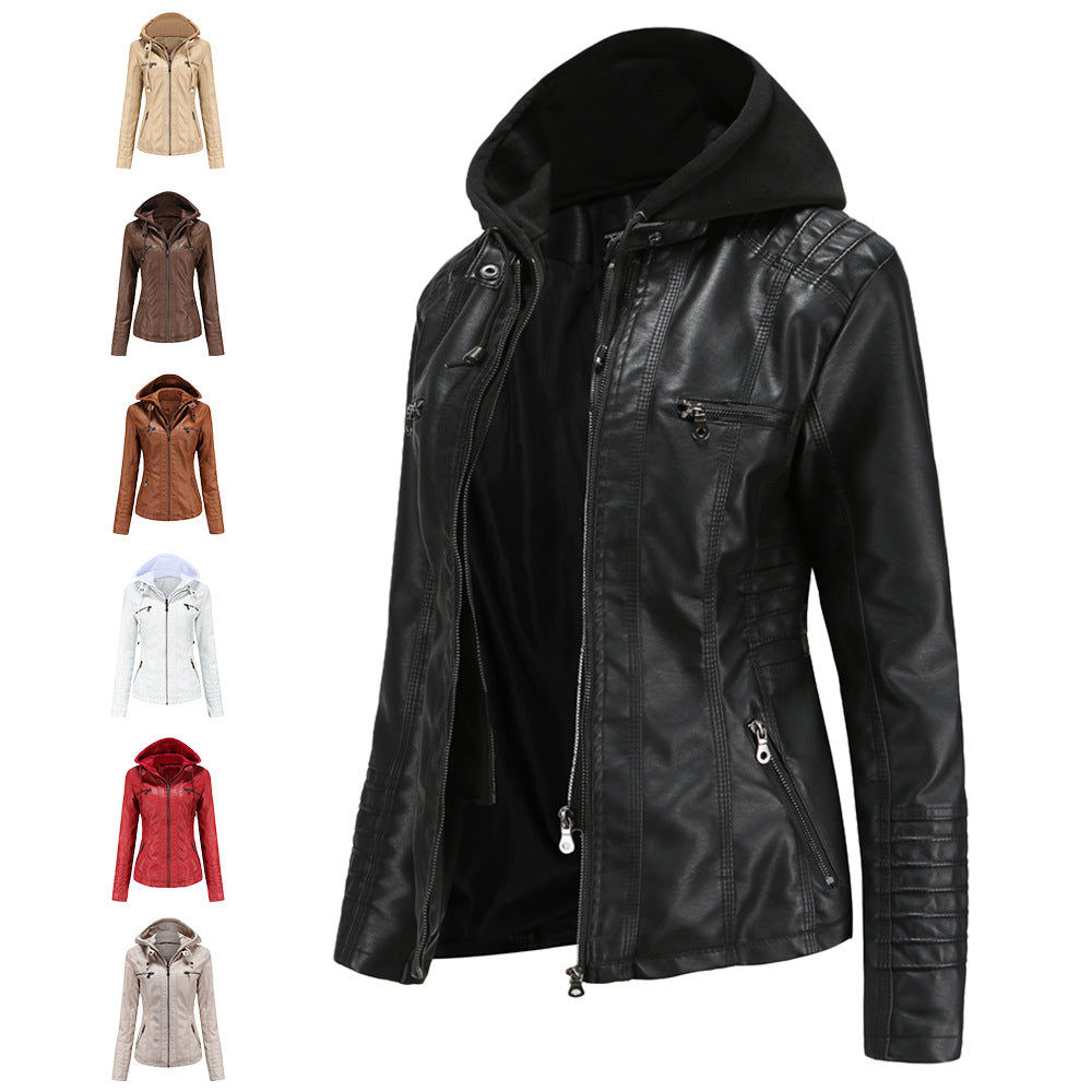 Faux Leather Jacket with Hood for women, view 4