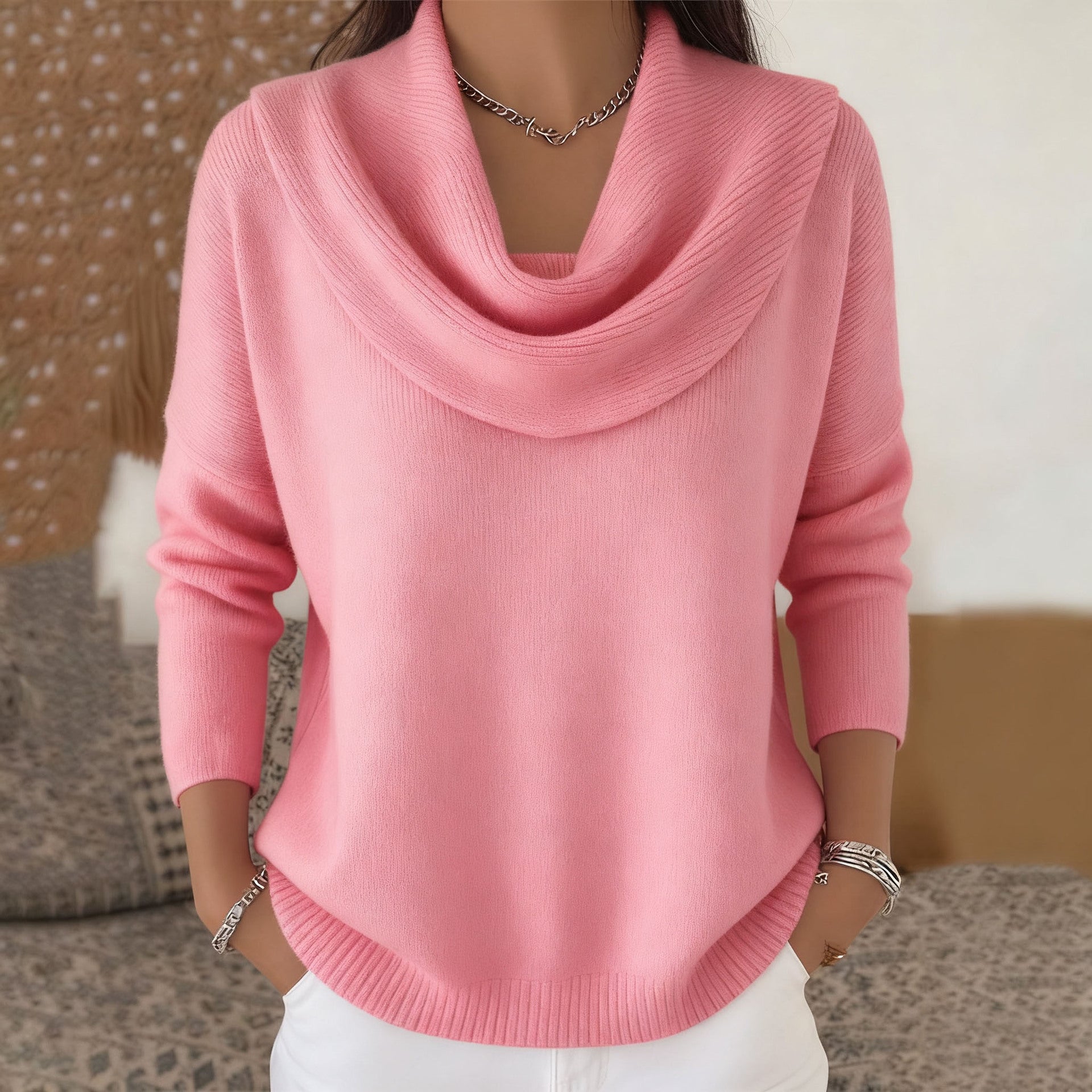 Christine women's draped cowl-neck jumper