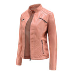 Slim Fit Faux Leather Moto Jacket for women, view 7