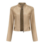 Cropped Studded Faux Leather Jacket for women, view 6