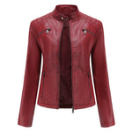 Slim Fit Faux Leather Moto Jacket for women, view 13