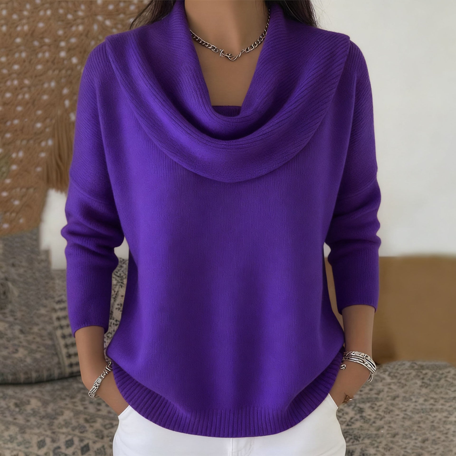 Christine women's draped cowl-neck jumper