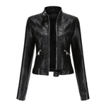 Cropped Faux Leather Moto Jacket for women, view 7