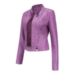 Cropped Faux Leather Moto Jacket for women, view 14