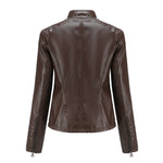 Slim Fit Faux Leather Moto Jacket for women, view 16