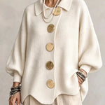 Beatrice oversized cardigan with gold-tone buttons
