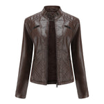 Slim Fit Faux Leather Moto Jacket for women, view 4