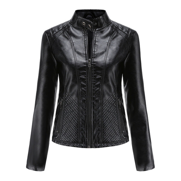 Slim Fit Vegan Leather Racer Jacket for women