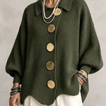 Beatrice oversized cardigan with gold-tone buttons
