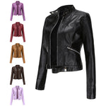 Cropped Faux Leather Moto Jacket for women, view 4