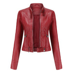 Cropped Faux Leather Moto Jacket for women, view 10