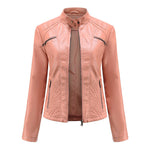 Slim Fit Faux Leather Moto Jacket for women, view 11