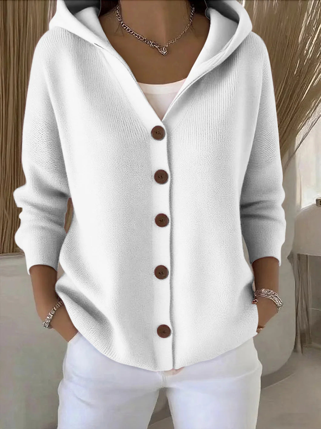 Patricia women's hooded button cardigan