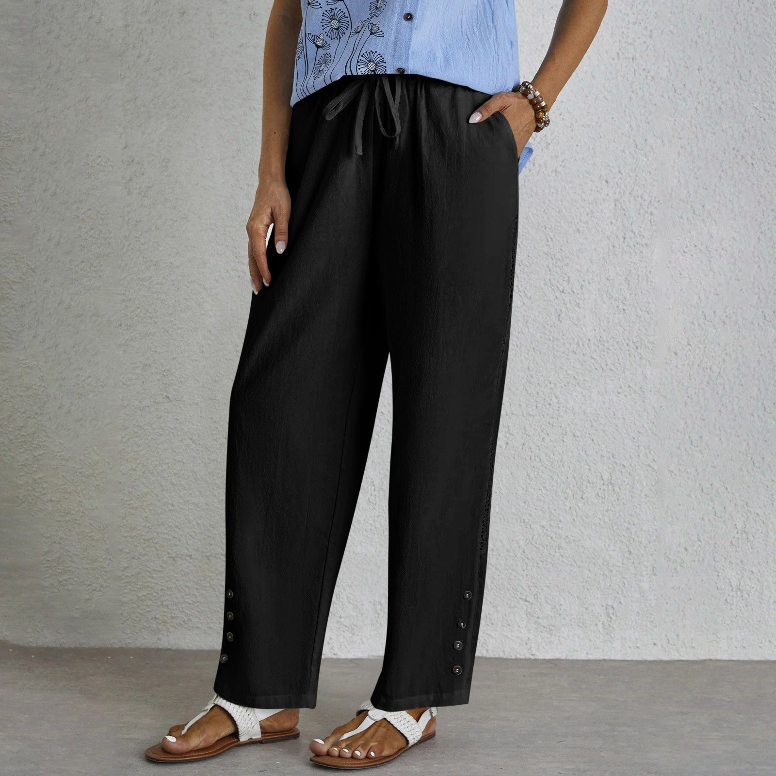 Shania - Relaxed Button Trousers