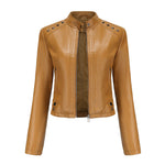 Cropped Studded Faux Leather Jacket for women, view 9