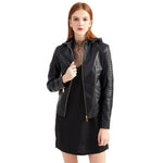 Faux Leather Jacket, Removable Hood for women, view 3
