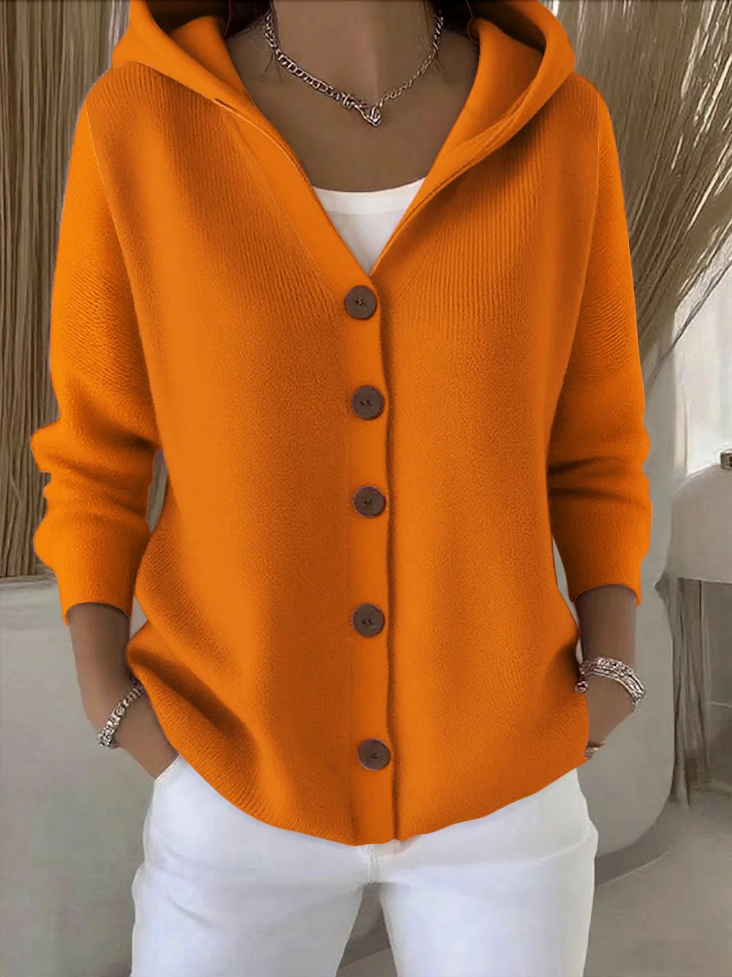 Patricia women's hooded button cardigan