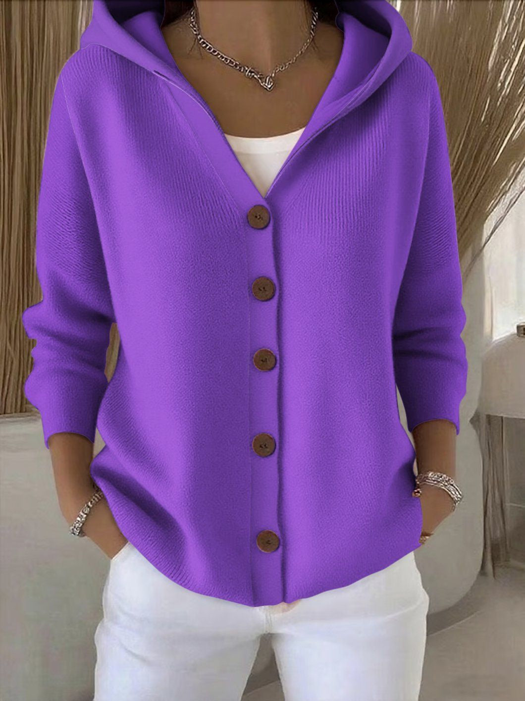 Patricia women's hooded button cardigan