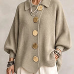 Beatrice oversized cardigan with gold-tone buttons