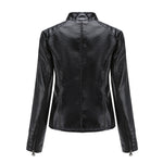 Slim Fit Faux Leather Moto Jacket for women, view 15
