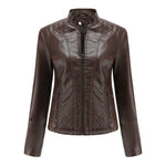 Slim Fit Vegan Leather Racer Jacket for women, view 10