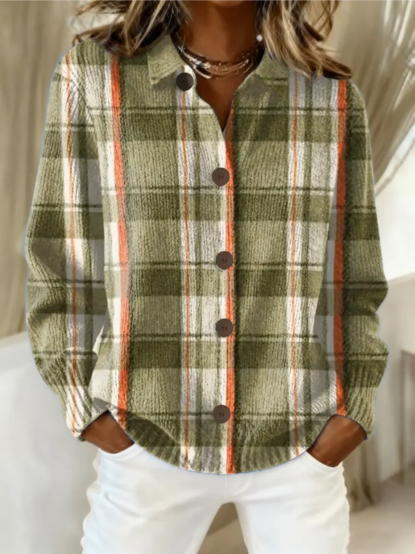 Louise olive green checked button cardigan