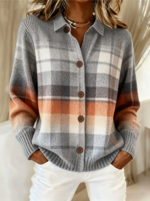 Evelyn warm ombré checked cardigan