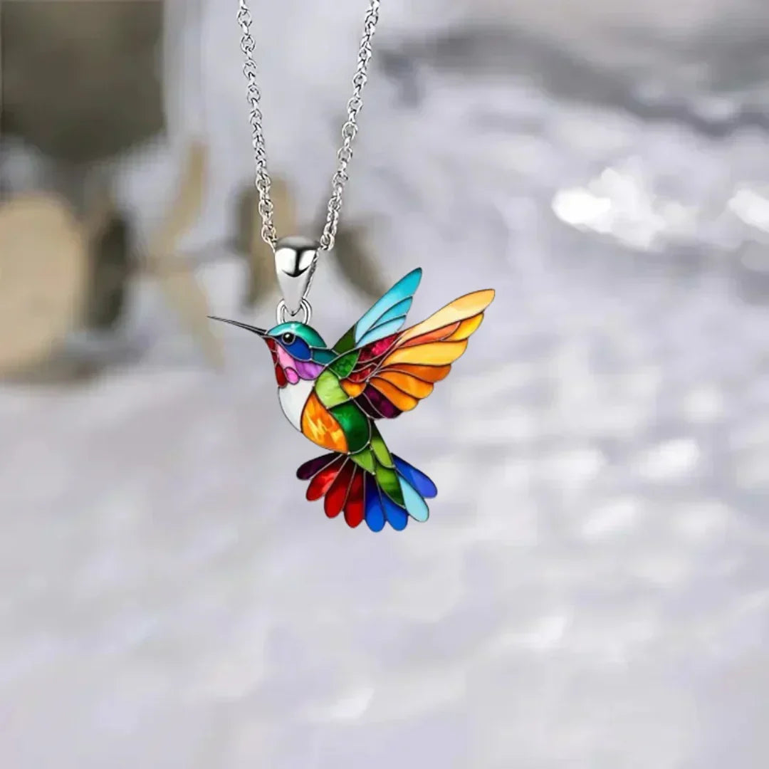 Beautiful Hummingbird Pendant with Matching Earrings