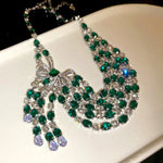 Vintage Bow & Crystal Pendant Necklace