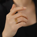 Gold-Tone Paw & Heart Ring – Stainless Steel Jewelry for Pet Lovers