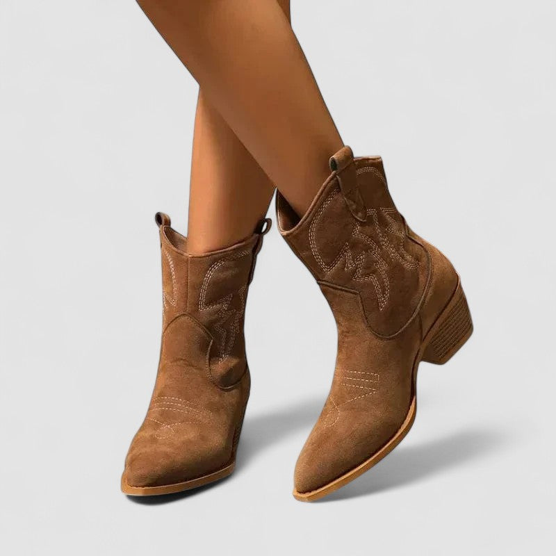 Celia women's embroidered western ankle boots