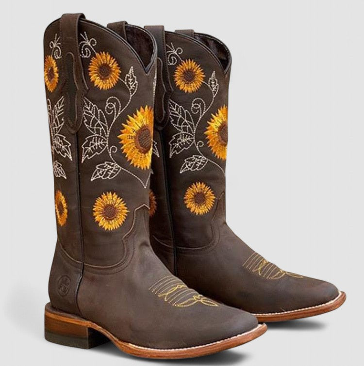 Philippa women's floral-embroidered western boots